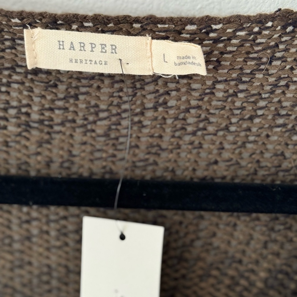 Francesca’s Harper Heritage Brown Knit Sweater Women’s Large NWT w/Elbow Patch - Picture 3 of 7